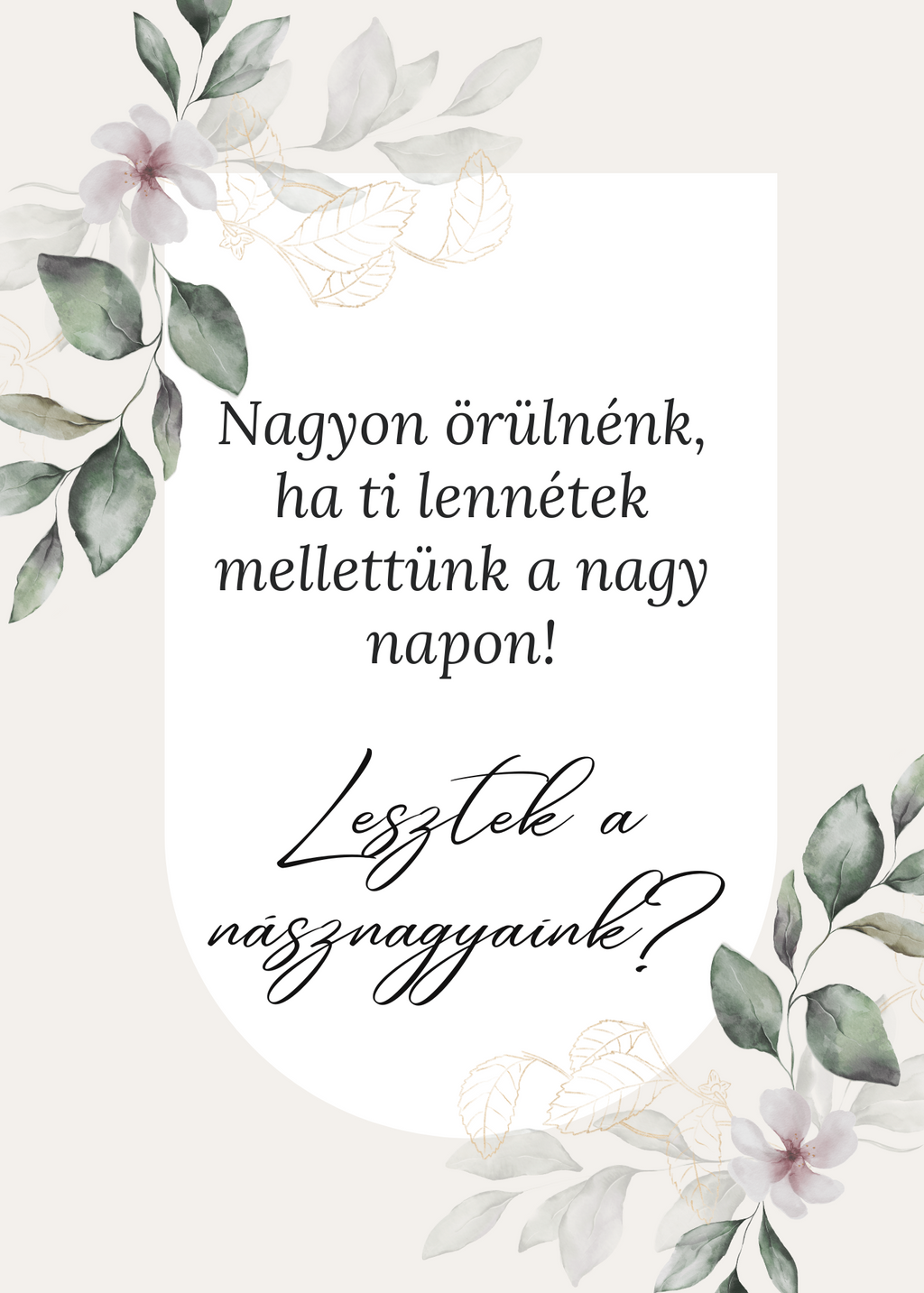 Felkérő kártya násznagyoknak