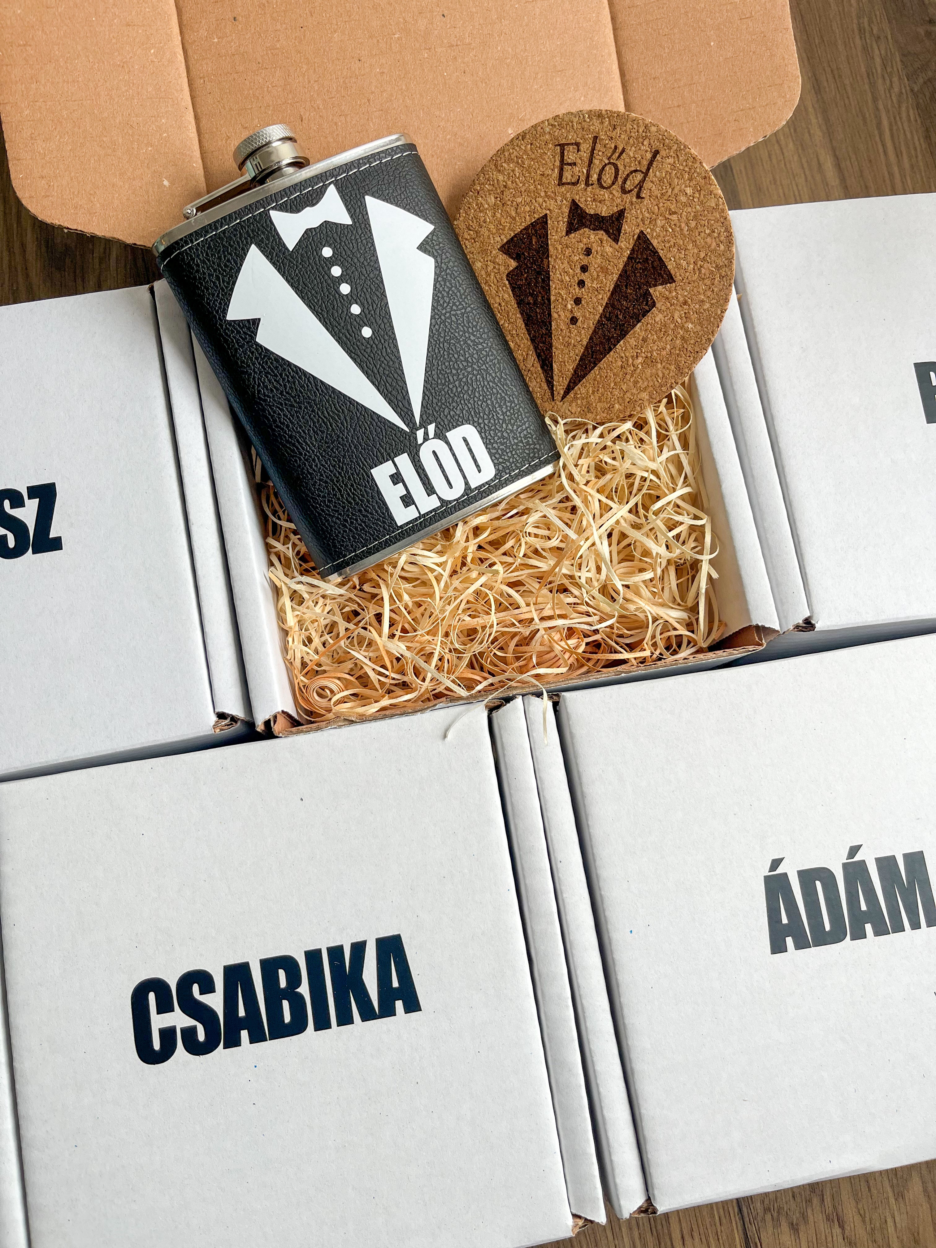 Flaska és poháralátét ajándékcsomag