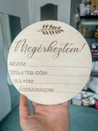 Megérkeztem! Fa tábla