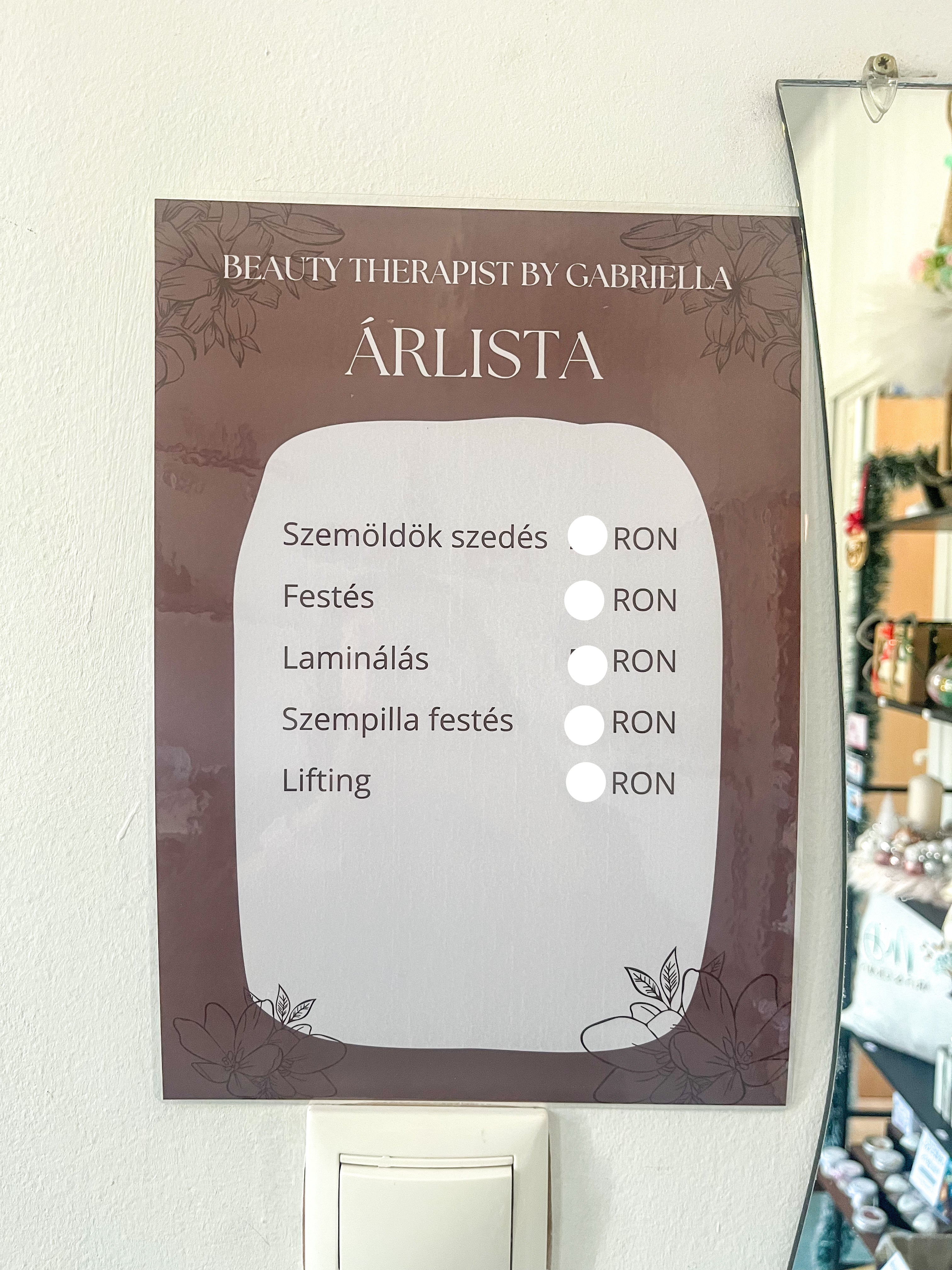 Árlista nyomtatás