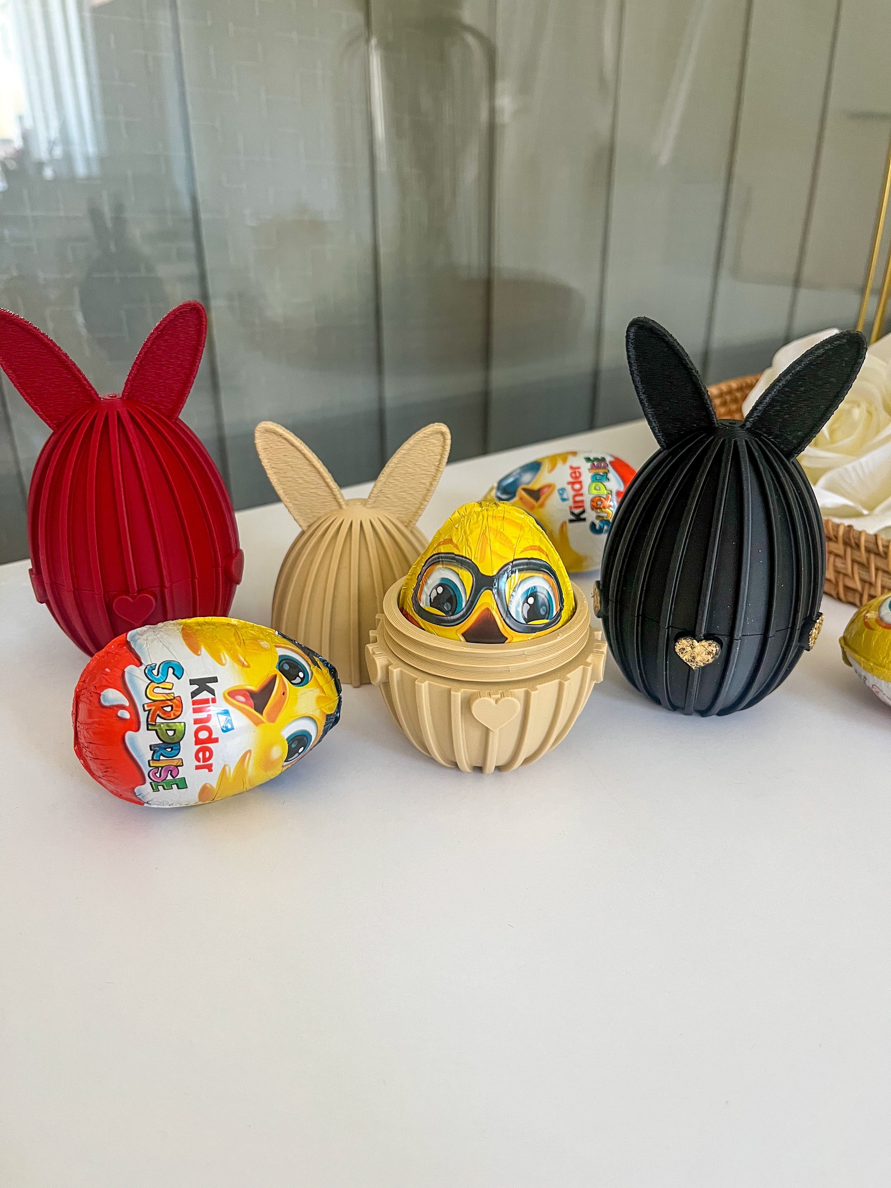 Nyuszifüles meglepetés tojás – Kinder tojás tartó
