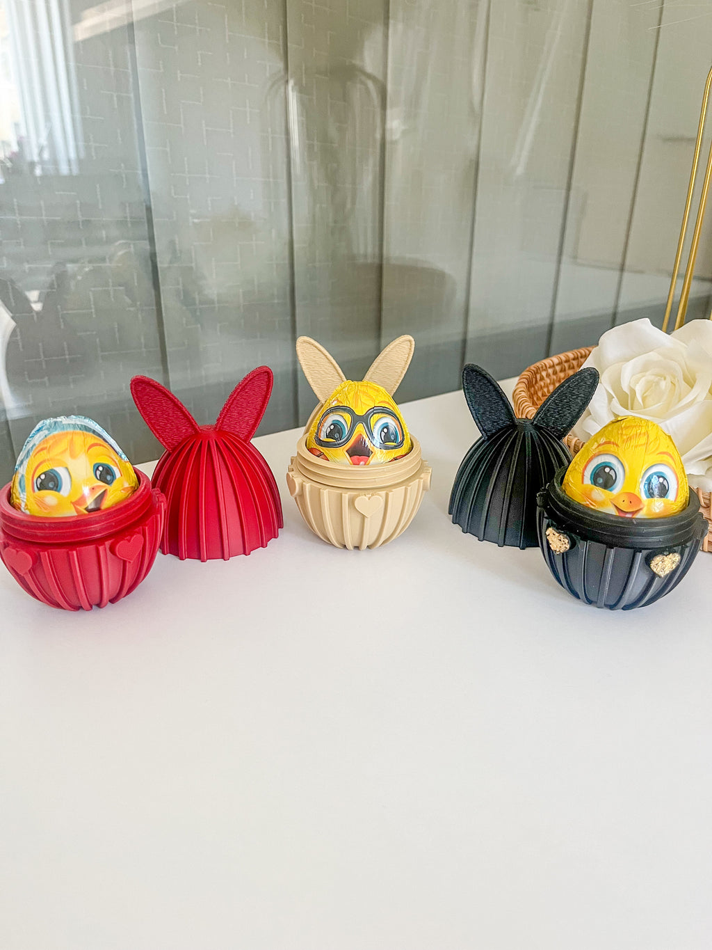 Nyuszifüles meglepetés tojás – Kinder tojás tartó