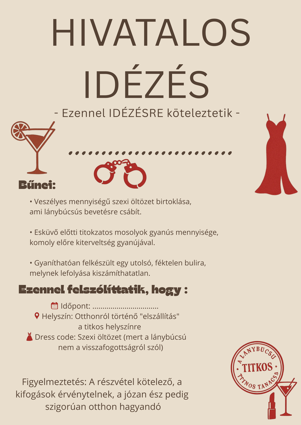 Fogadalom, oklevél stb. lánybúcsúra